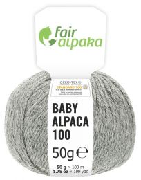 100% Baby Alpakawolle Hellgrau Naturfarbe 50g